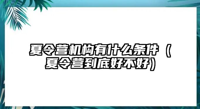 夏令營機構(gòu)有什么條件（夏令營到底好不好）